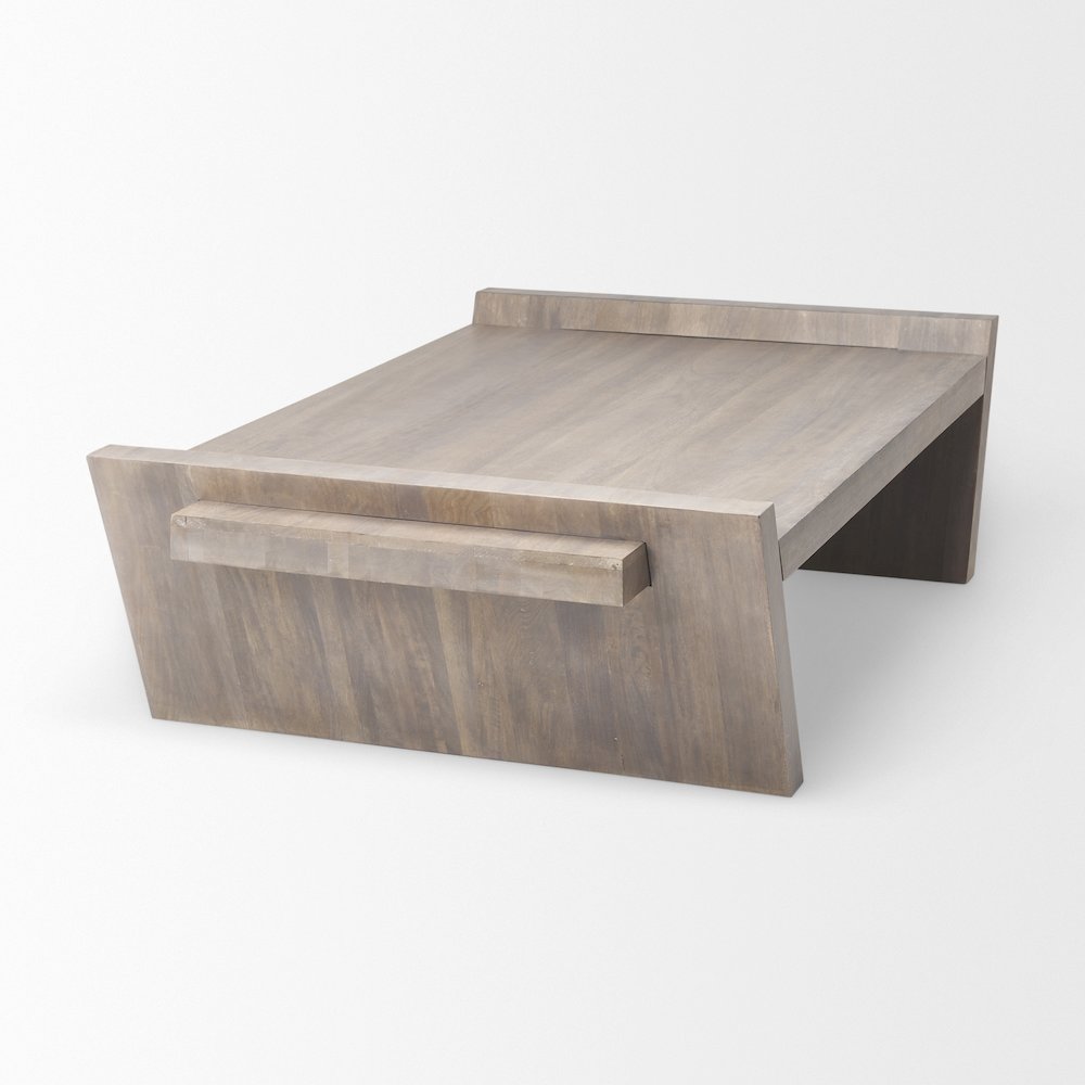 Elaine 59x36 Brown Solid Wood Top & Base Coffee Table. Picture 3