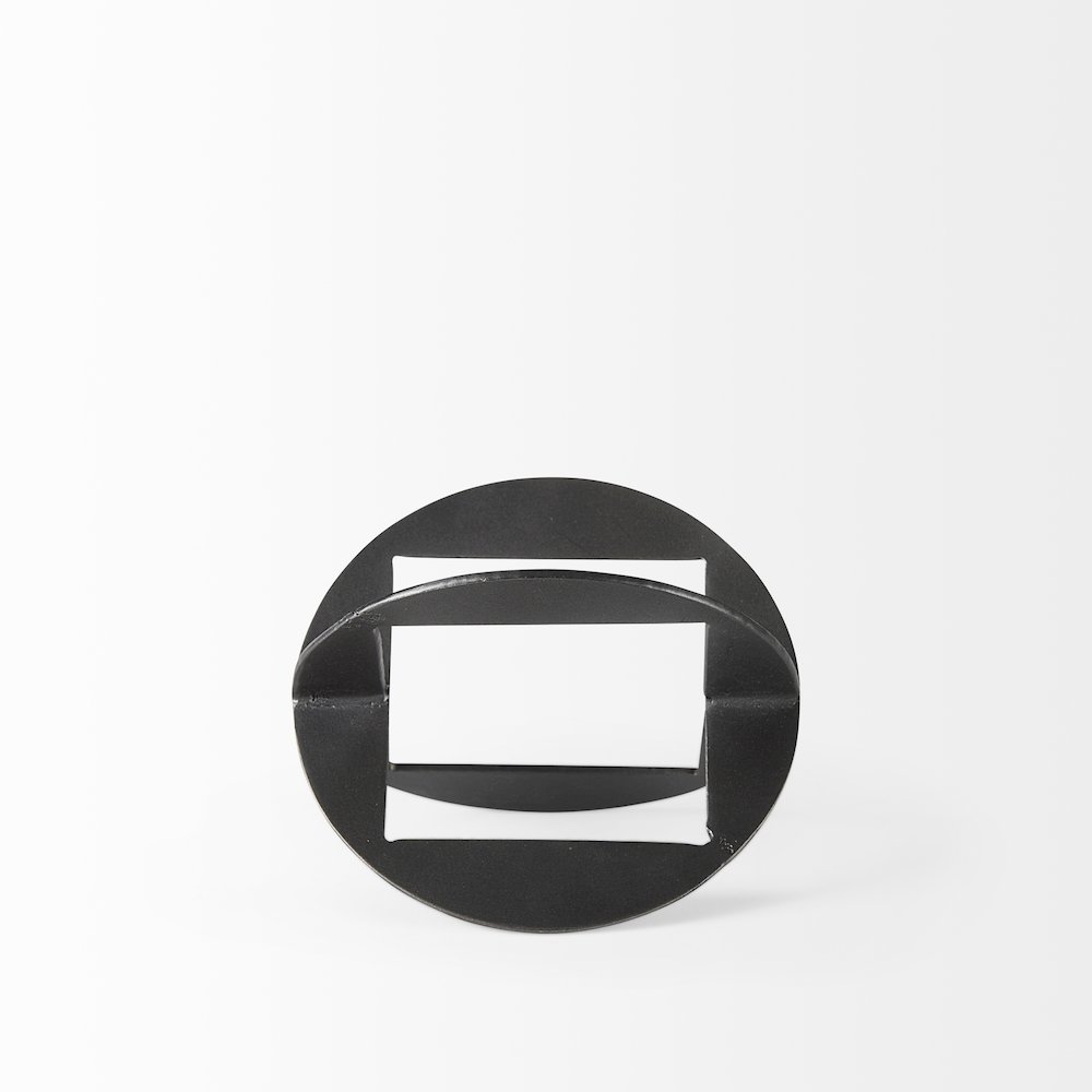 Black Iron Small Gunmetal Geometric Decorative Object. Picture 3