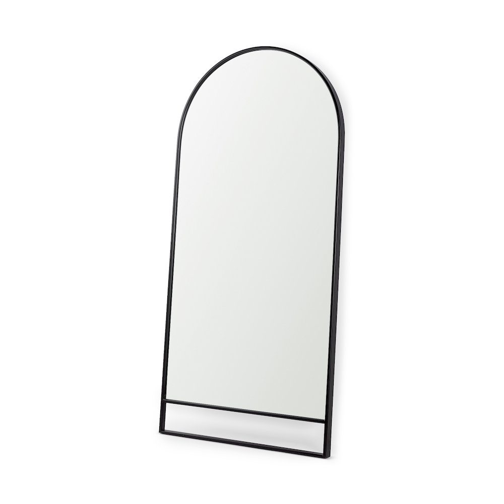Sadie 36.0L x 2.0W x 76.0H Black Metal Rounded Arch Floor Mirror. Picture 1
