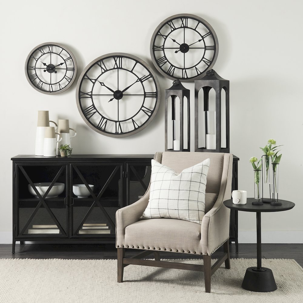 Mething Gray 25" Medium Farmhouse Wall Clock. Picture 8