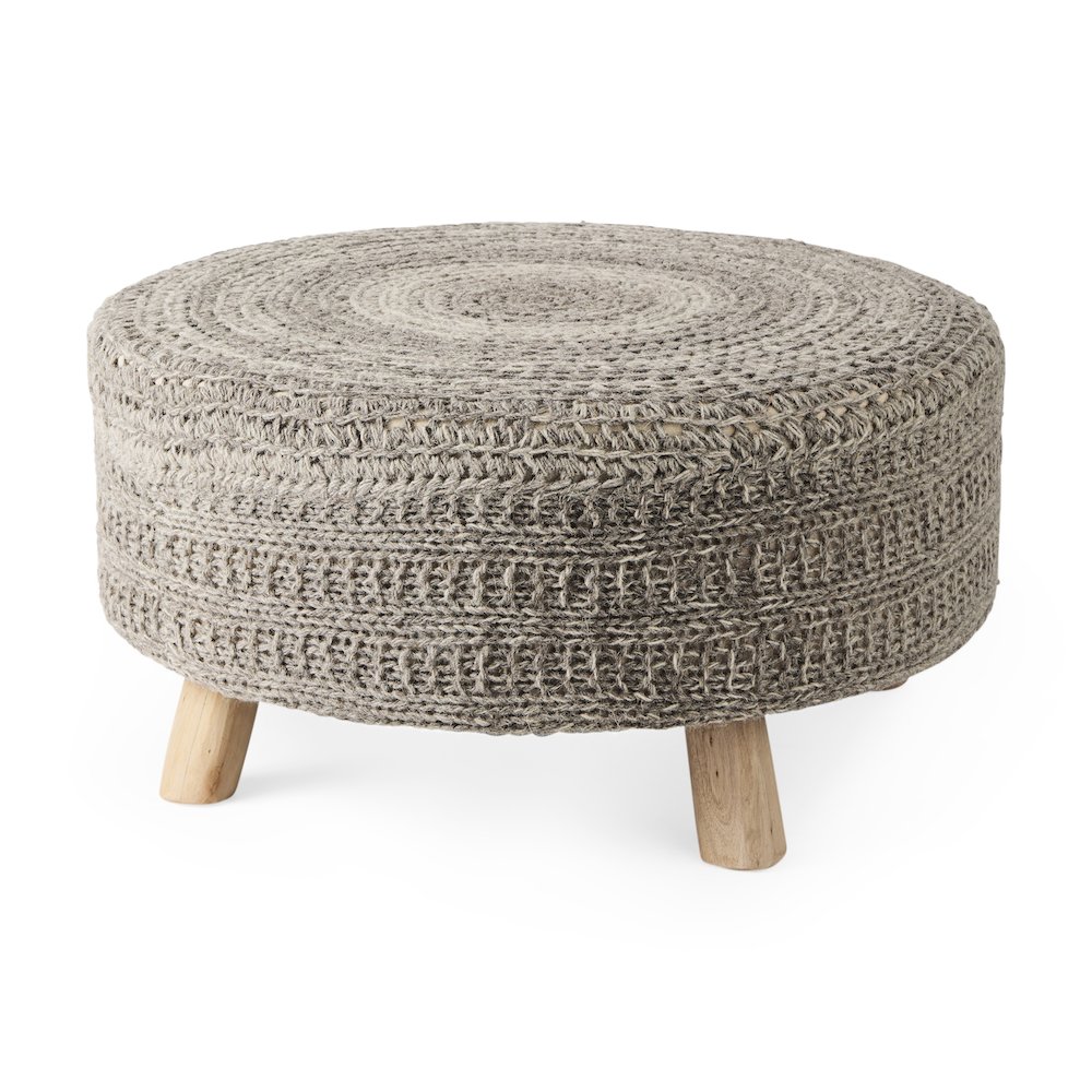 Bina 30.0L x 30.0W x 15.0H Dark Gray 4 Legged Wool Stool. Picture 1