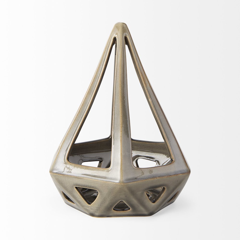 Hood 7.7L x 7.7W x 9.4H Bronze Geometric Ceramic Object. Picture 2