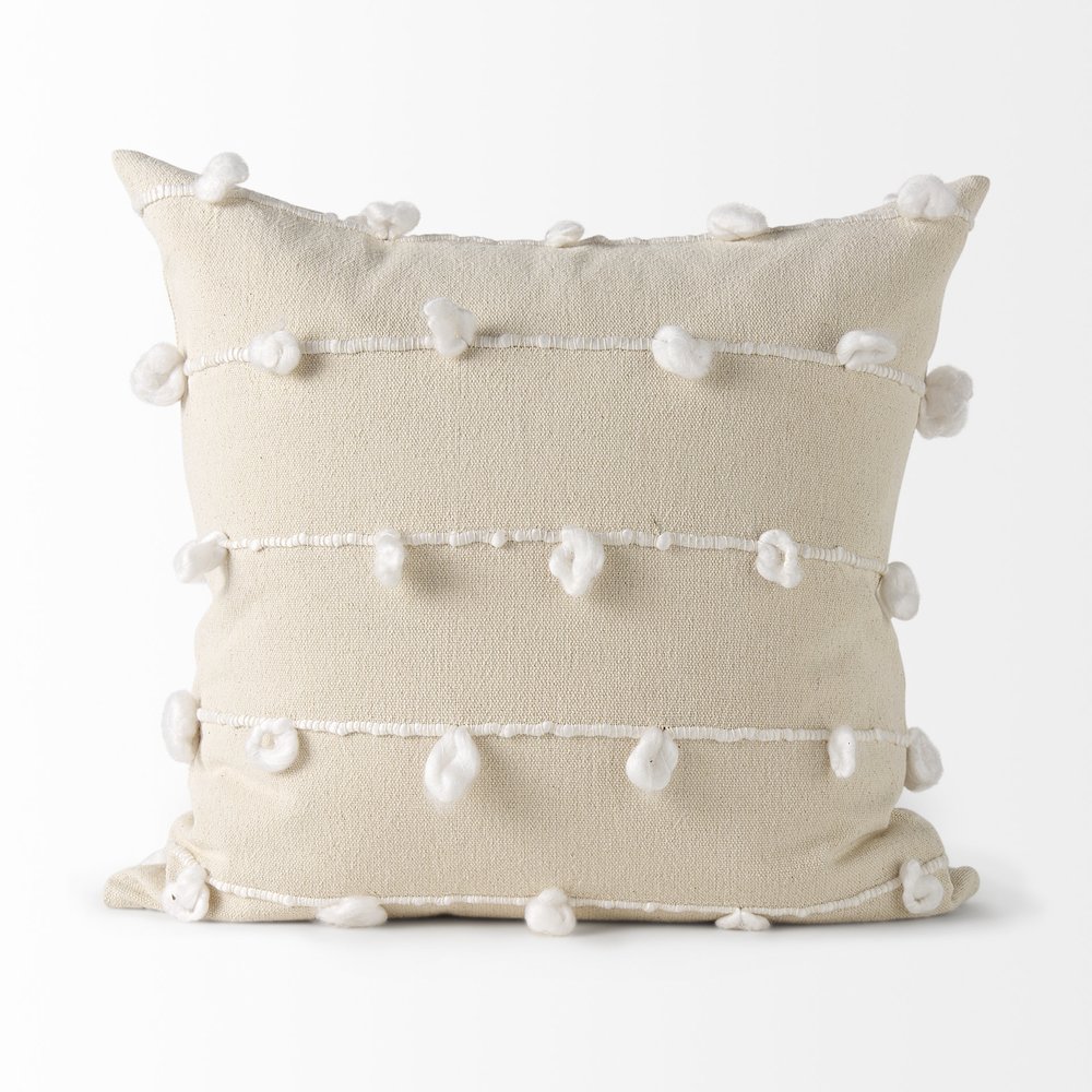 Erica 20 x 20 Cream With White Detail Decorative Pillow Cover. Picture 4