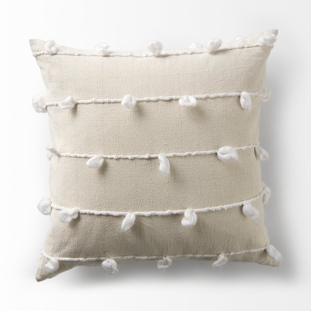 Erica 20 x 20 Cream With White Detail Decorative Pillow Cover. Picture 5