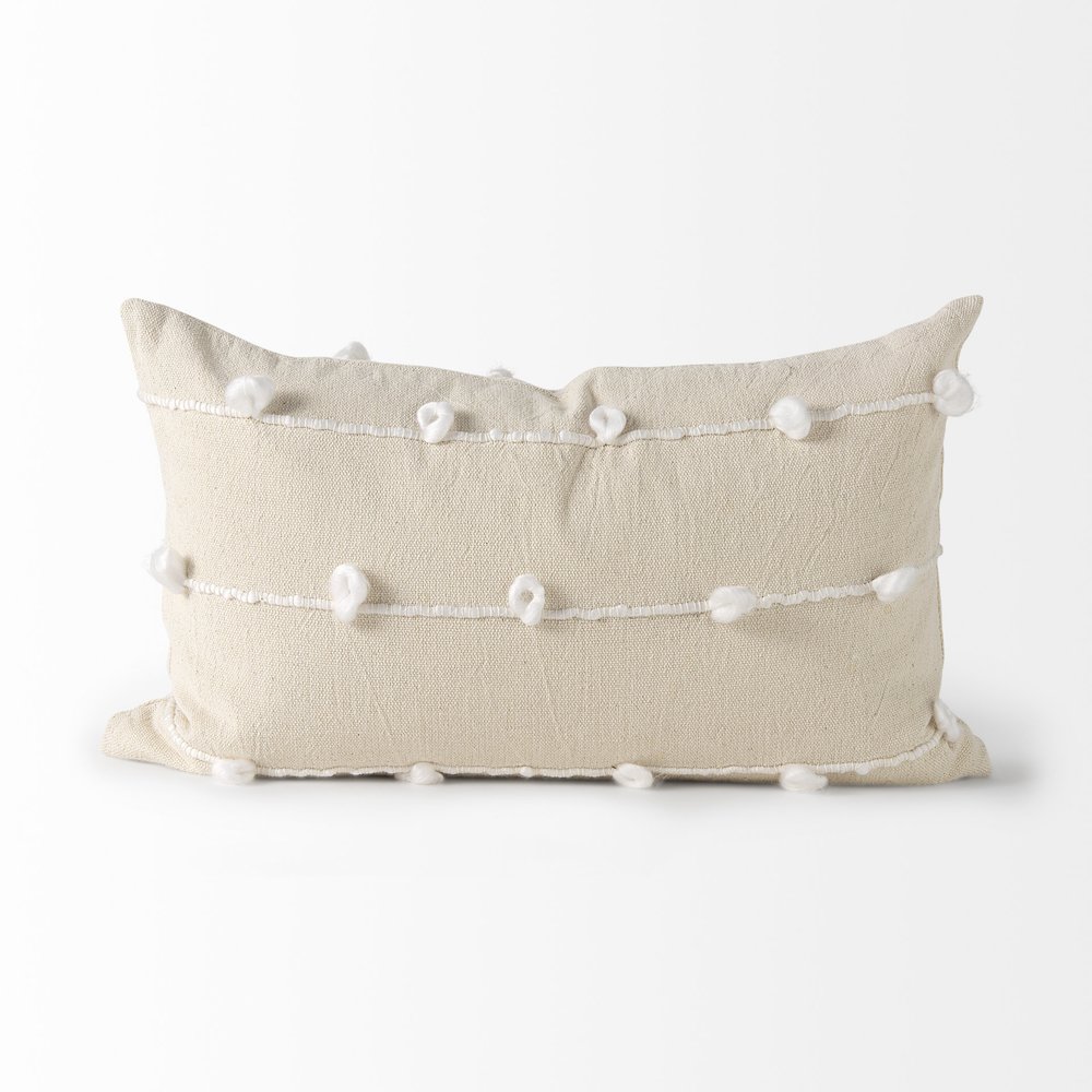 Erica 13 x 21 Cream With White Detail Decorative Pillow Cover. Picture 4