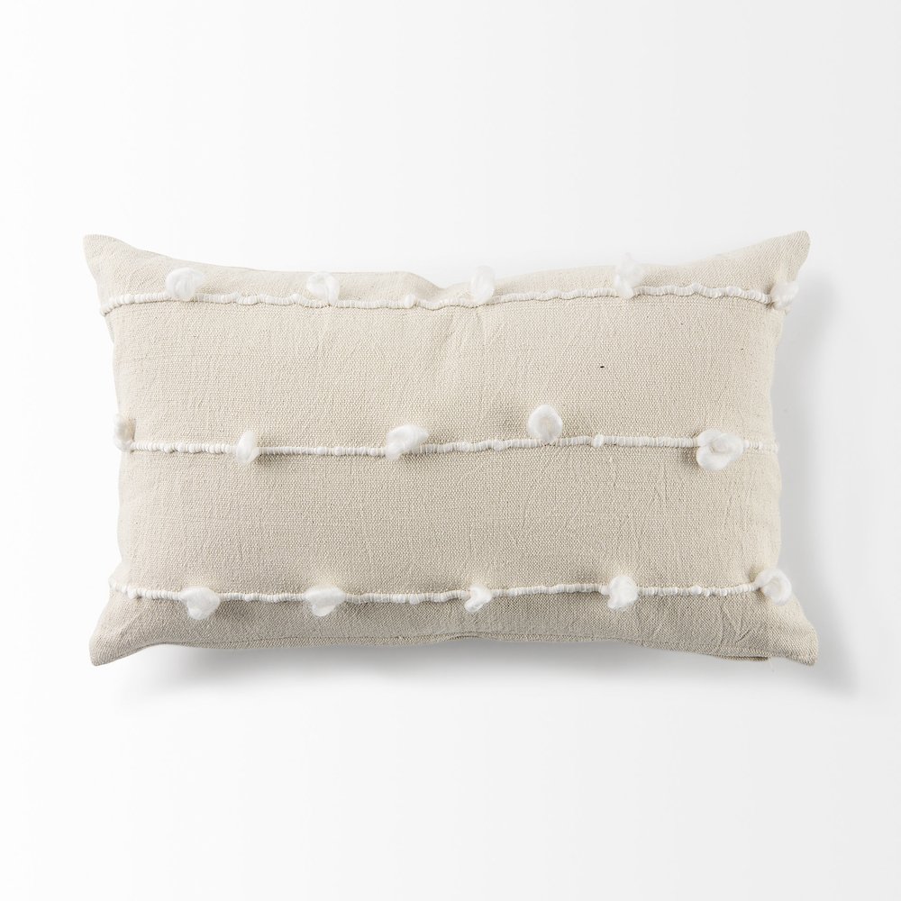 Erica 13 x 21 Cream With White Detail Decorative Pillow Cover. Picture 5