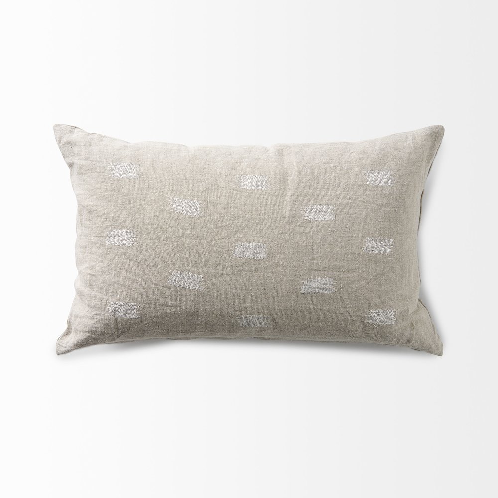 Lacey 13 x 21 Beige/White Decorative Pillow Cover. Picture 5