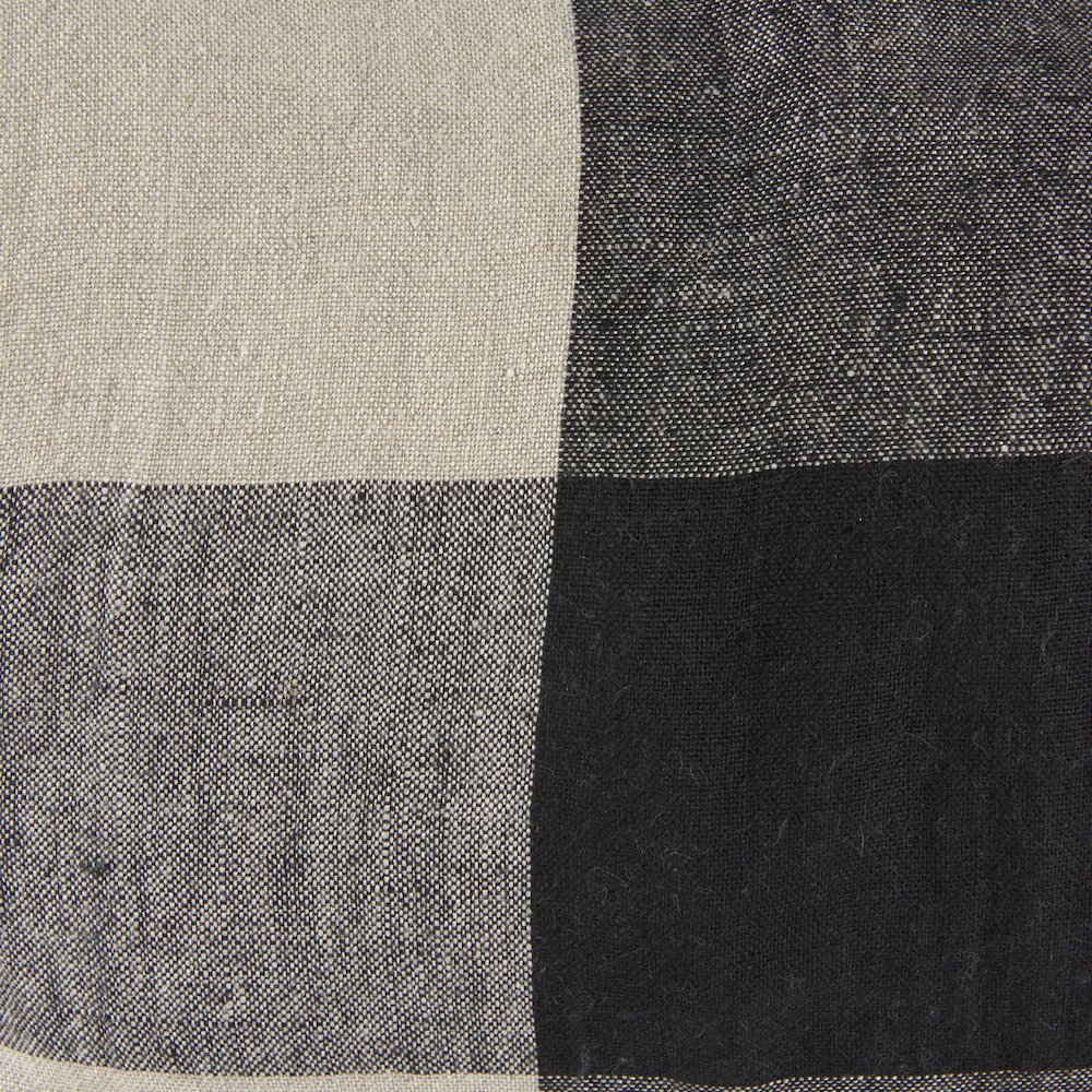Raquel 13L x 21W Beige and Black Fabric Plaid Decorative Pillow Cover. Picture 6