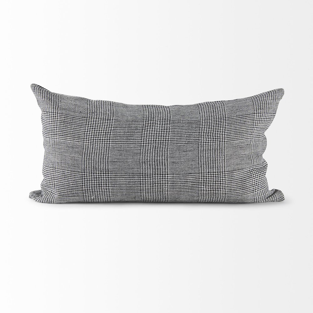 Ramone 14 x 26 White and Black Fabric Decorative Pillow Cover. Picture 3