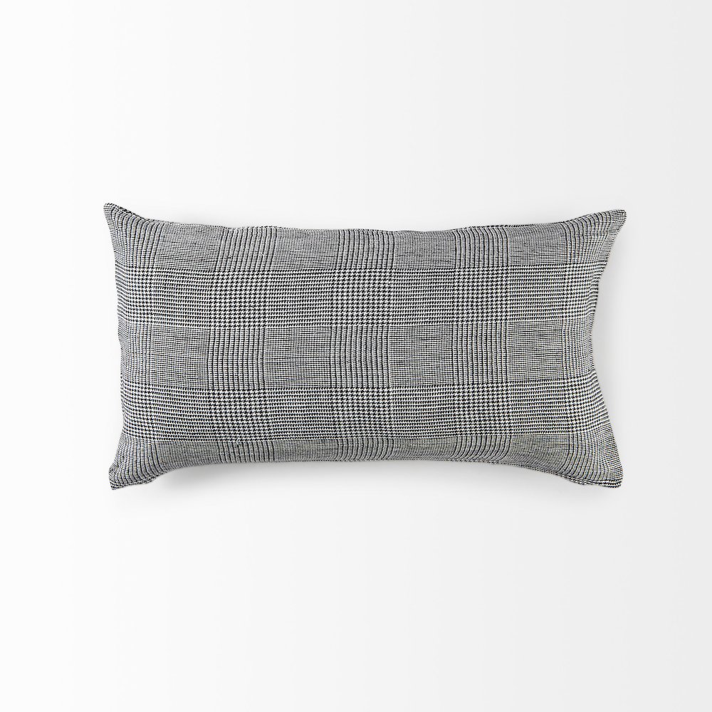 Ramone 14 x 26 White and Black Fabric Decorative Pillow Cover. Picture 4