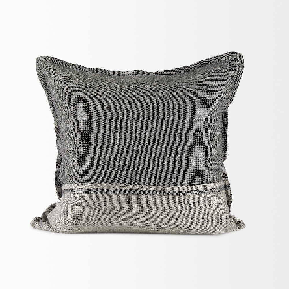 Light Gray and Dark Gray Fabric Color Blocked Decorative Pillow Cover. Picture 4