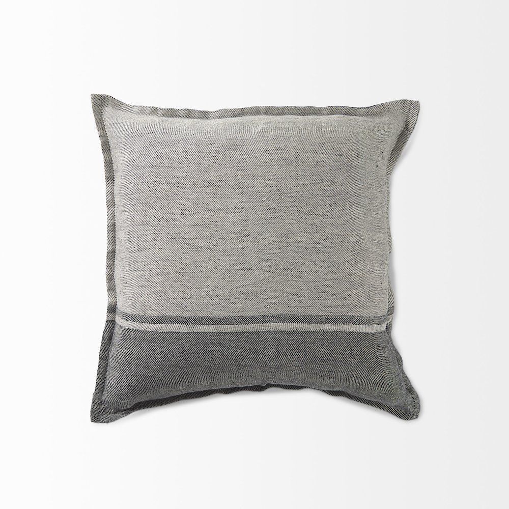 Light Gray and Dark Gray Fabric Color Blocked Decorative Pillow Cover. Picture 5