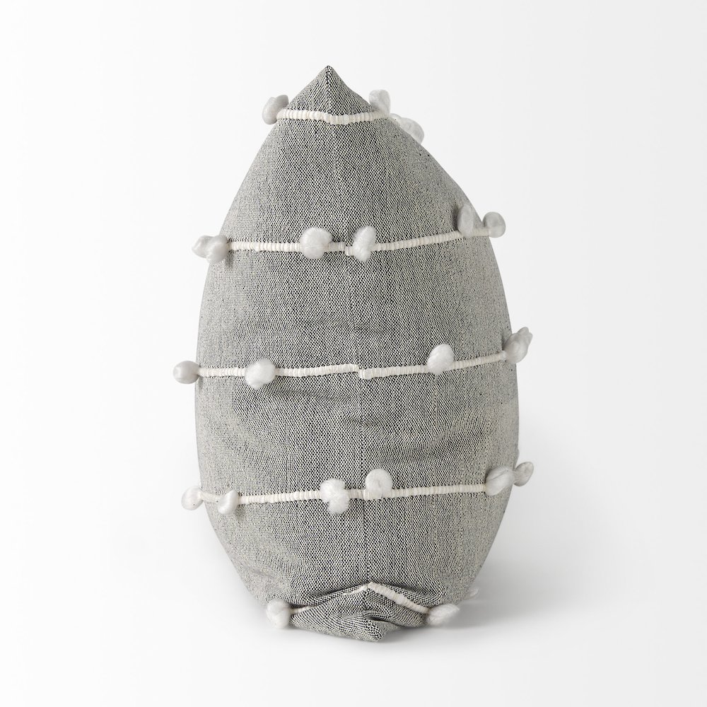 Linda 20 x 20 Navy And Cream With White Detail Decorative Pillow Cover. Picture 3