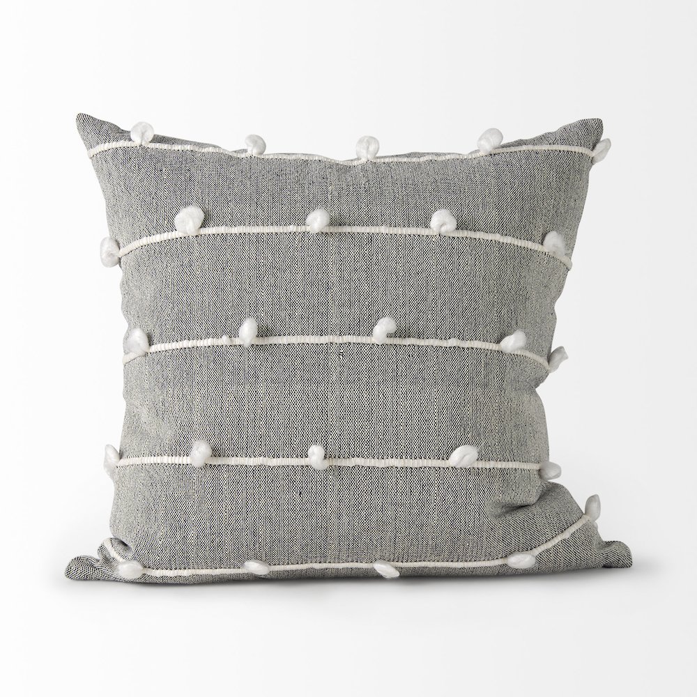 Linda 20 x 20 Navy And Cream With White Detail Decorative Pillow Cover. Picture 4