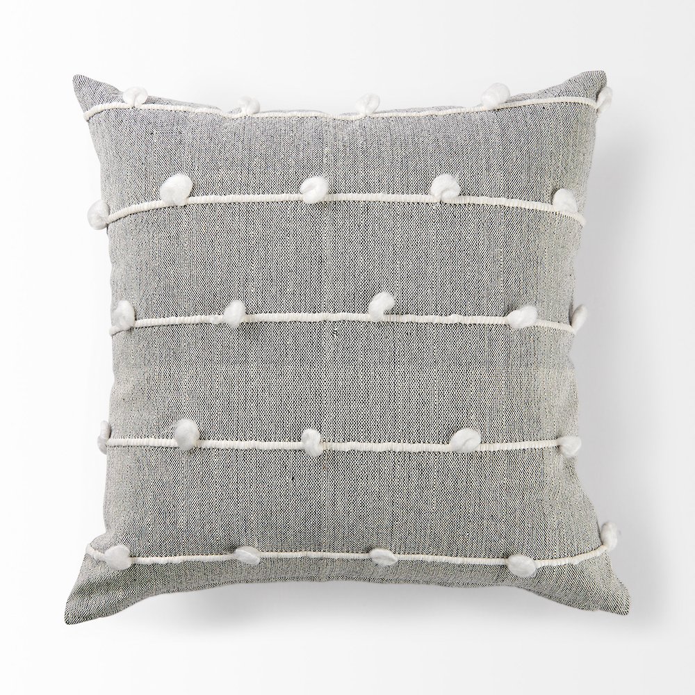 Linda 20 x 20 Navy And Cream With White Detail Decorative Pillow Cover. Picture 5