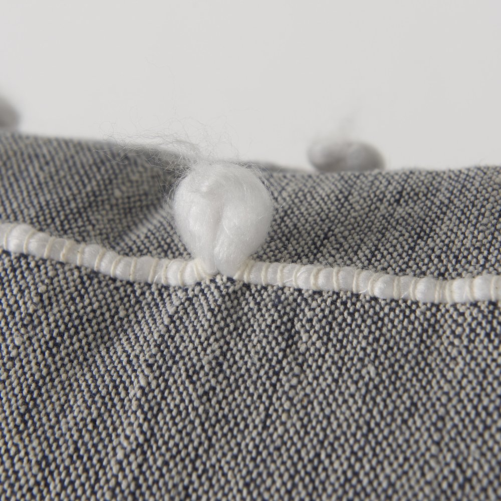 Linda 20 x 20 Navy And Cream With White Detail Decorative Pillow Cover. Picture 7