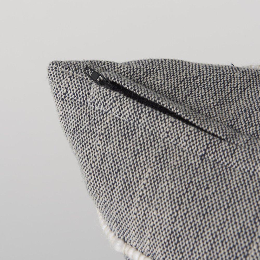 Linda 20 x 20 Navy And Cream With White Detail Decorative Pillow Cover. Picture 8