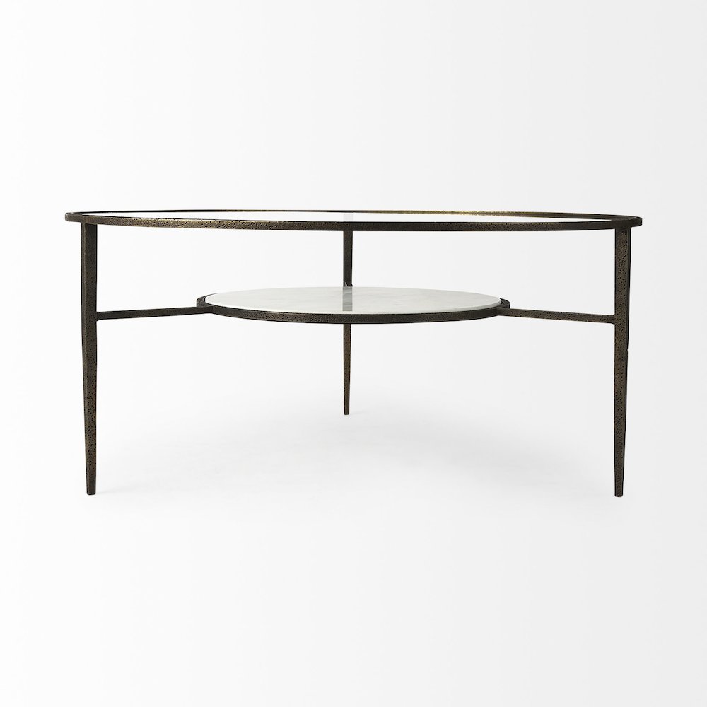 Felicity 36.0L x 36.0W x 16.0H Marble Top W/Iron Frame Coffee Table. Picture 5