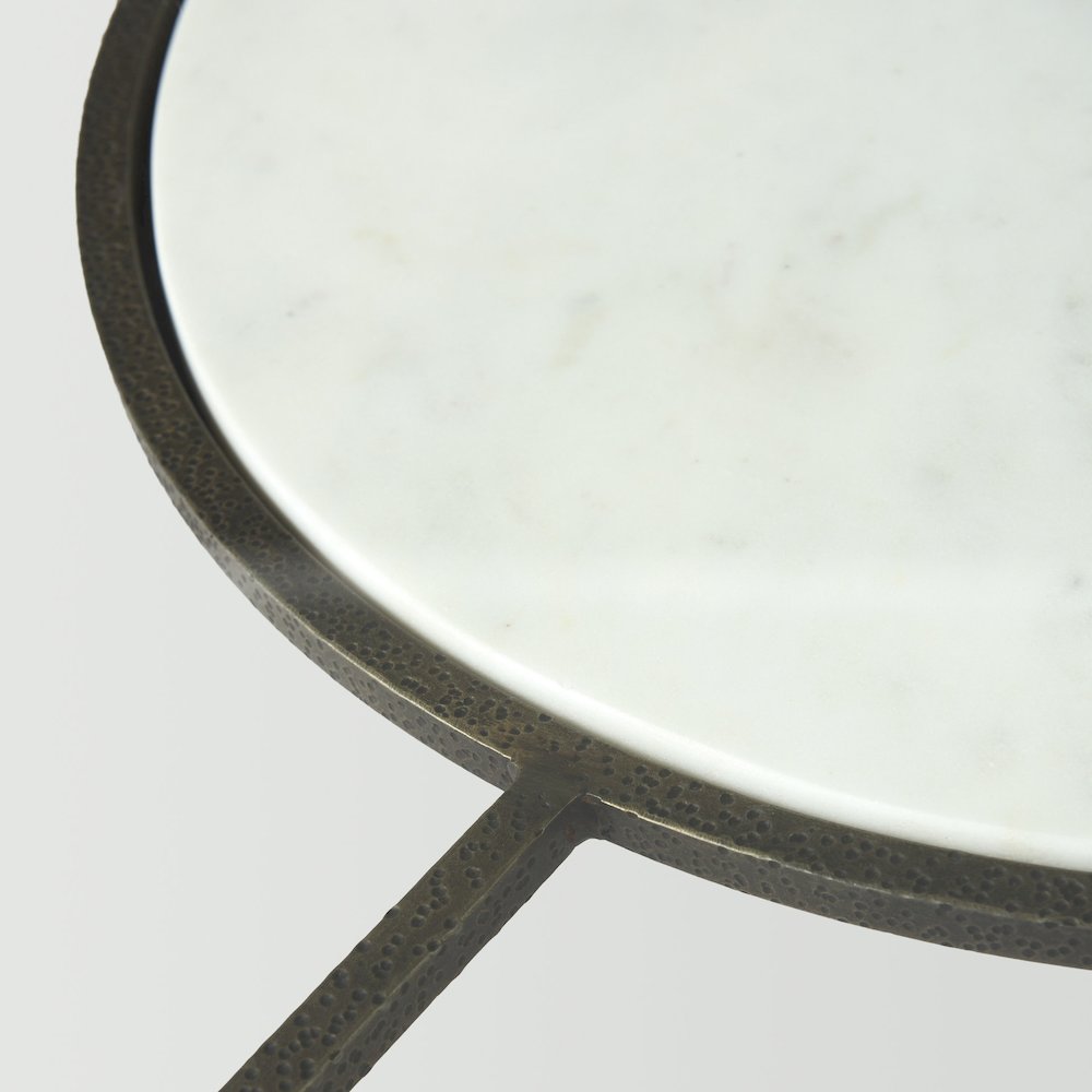 Felicity 36.0L x 36.0W x 16.0H Marble Top W/Iron Frame Coffee Table. Picture 8
