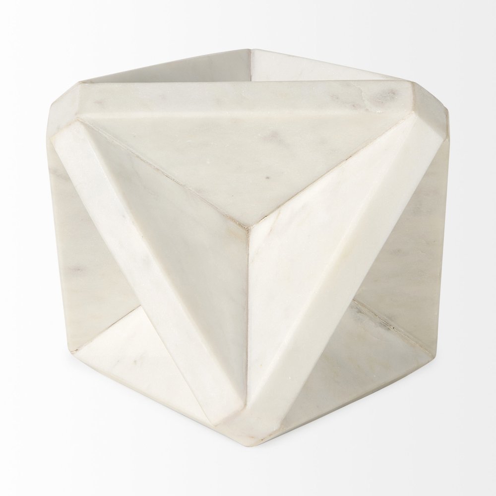 Sophia 5.5 L x 5.5 W x 8.5 H White Marble Decor Stand. Picture 4