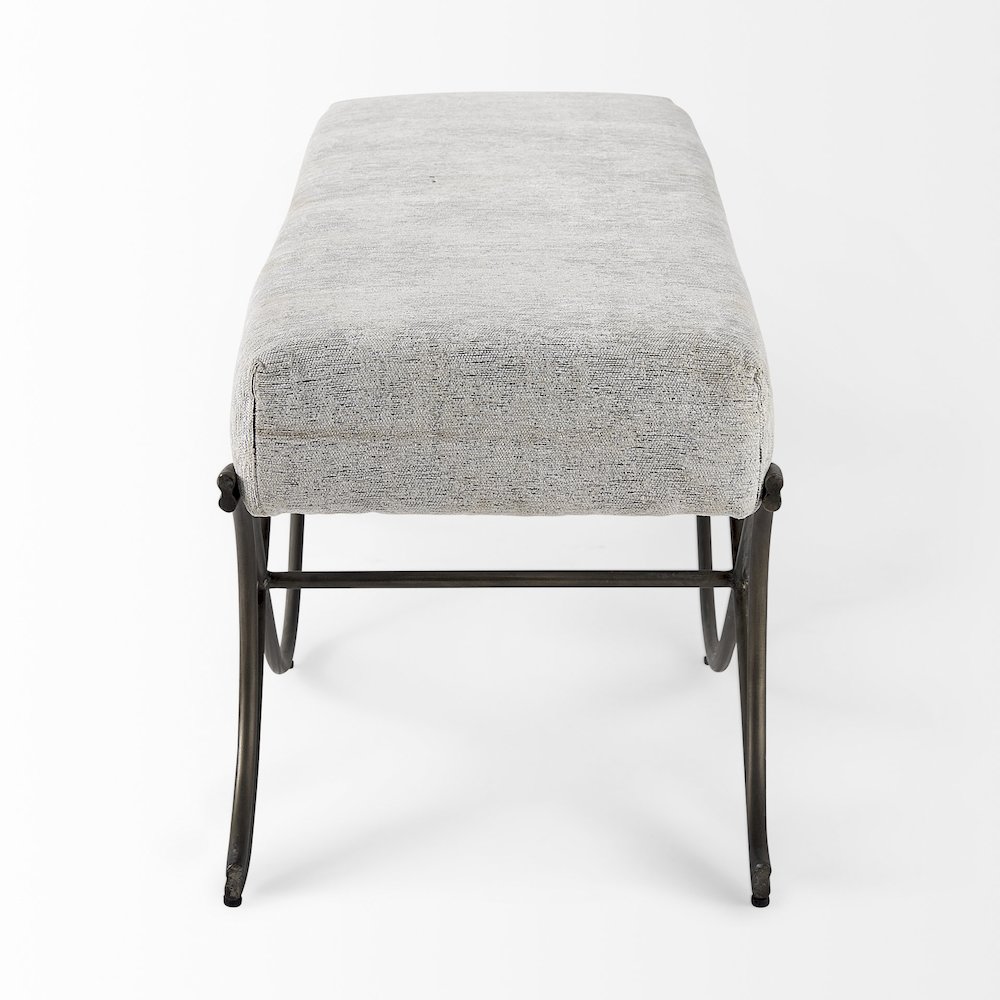 Ayla 55L x 17.6W x 18H Dark Gray Fabric Seat W/ Dark Nickel Metal Frame Bench. Picture 3