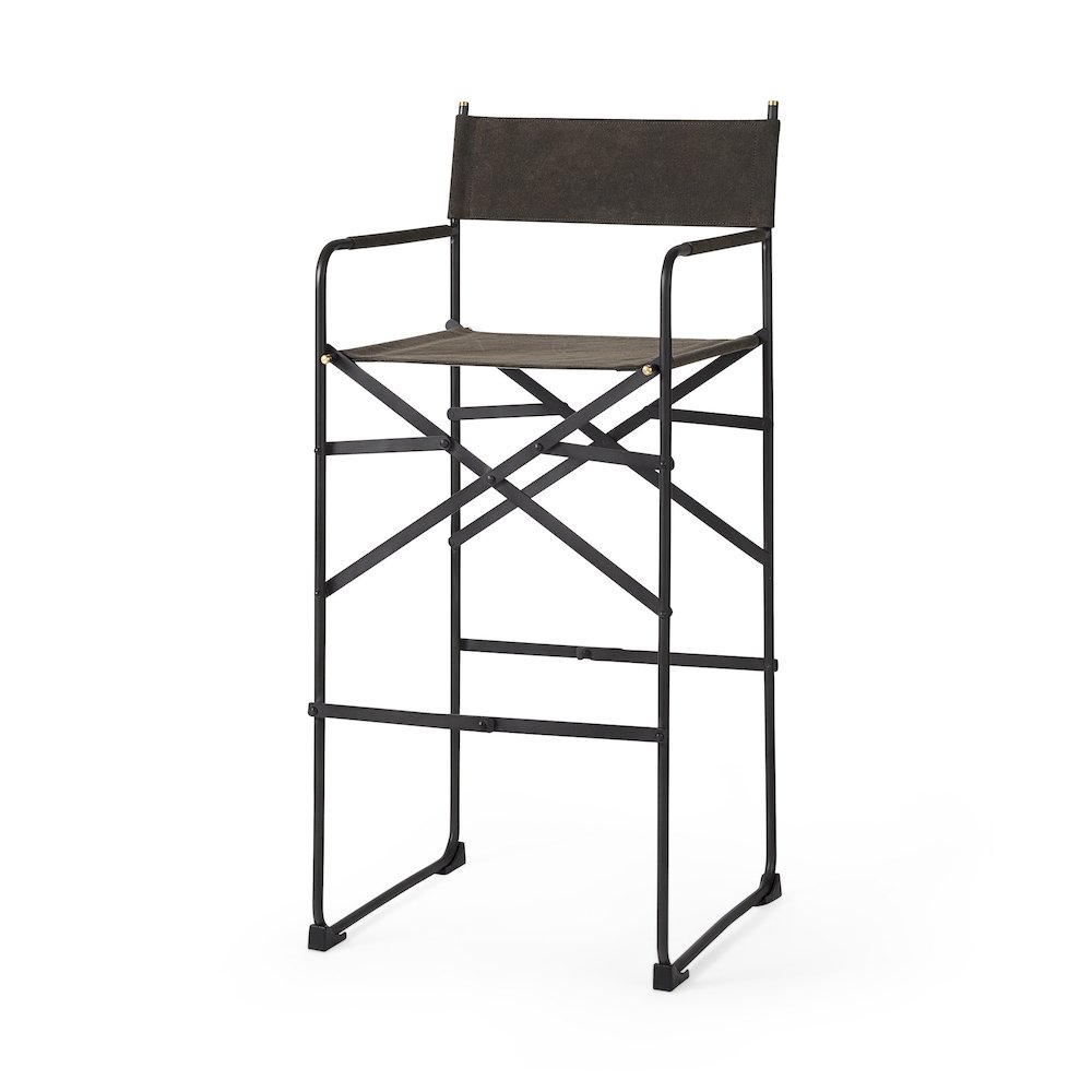 Direttore 19.3L x 19.3W x 44.1H Brown/Gray Suede W/ Metal Frame Bar Stool. Picture 1