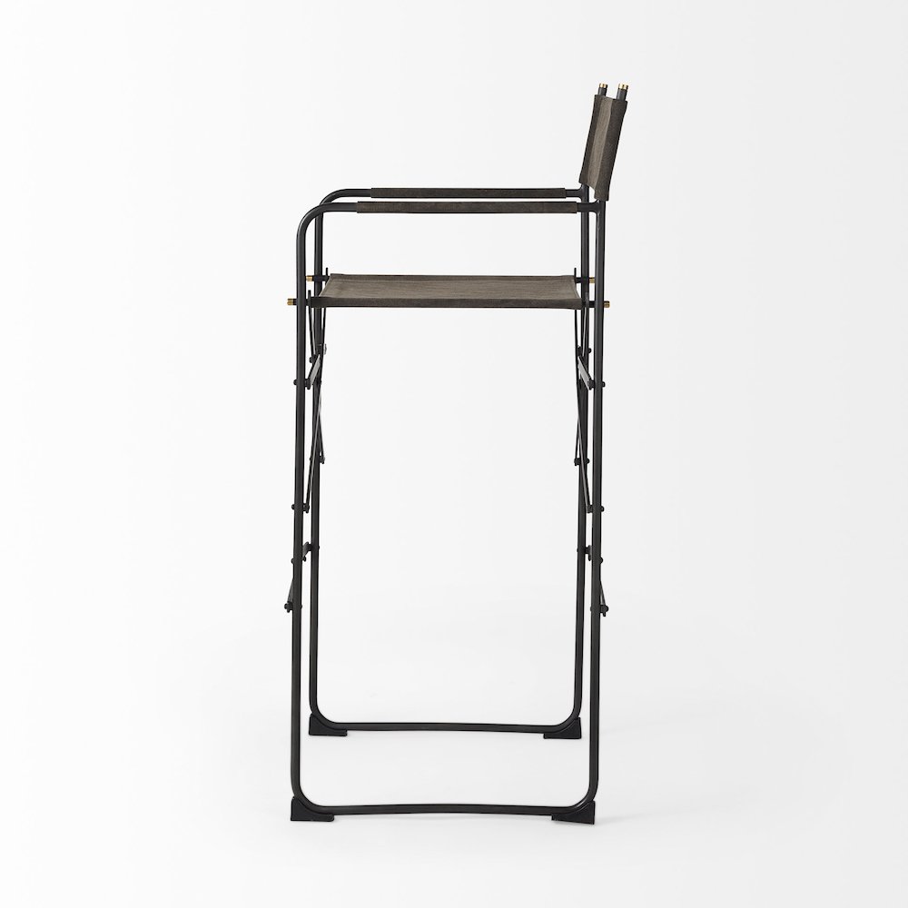 Direttore 19.3L x 19.3W x 44.1H Brown/Gray Suede W/ Metal Frame Bar Stool. Picture 2