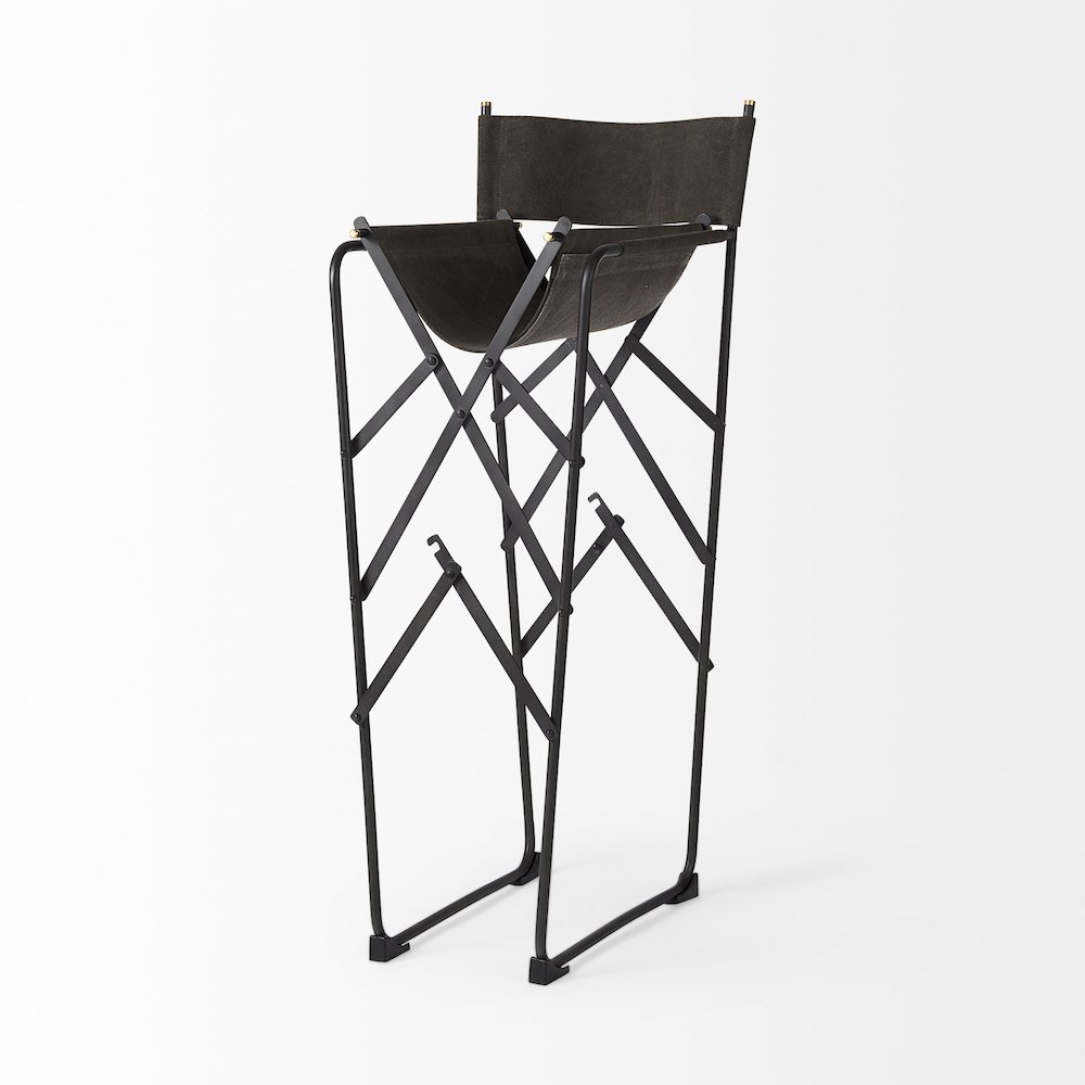 Direttore 19.3L x 19.3W x 44.1H Brown/Gray Suede W/ Metal Frame Bar Stool. Picture 4