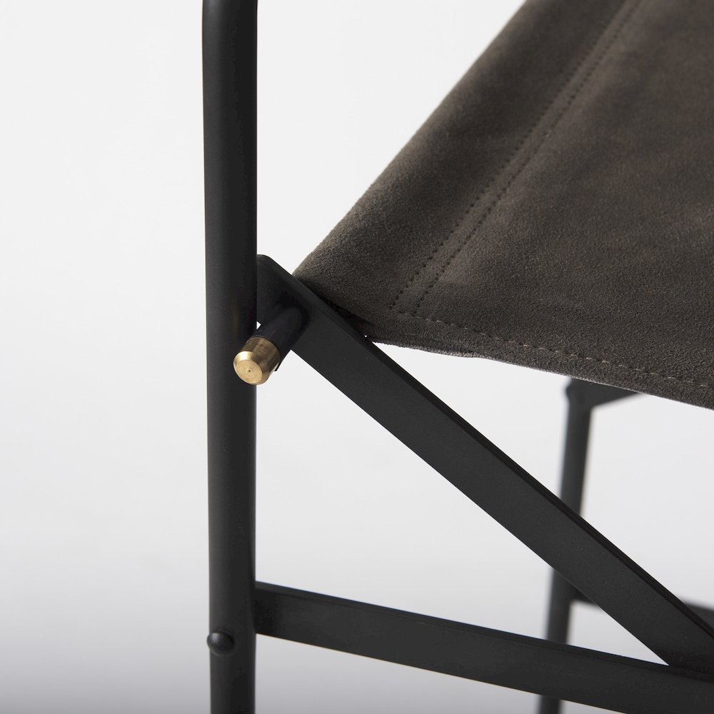 Direttore 19.3L x 19.3W x 44.1H Brown/Gray Suede W/ Metal Frame Bar Stool. Picture 6