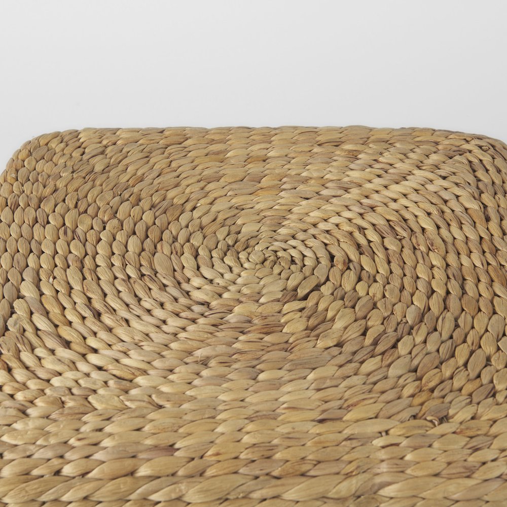Light Brown W/Medium Brown Stripes Seagrass Square Pouf. Picture 5