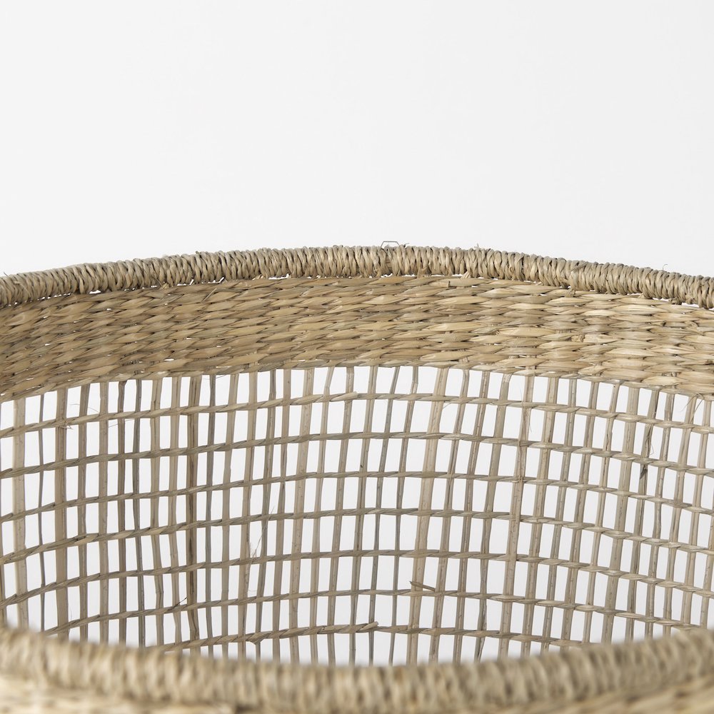 19.7L x 19.7W x 19.7H (Set of 3) Medium Brown Seagrass Round Basket W/ Handles. Picture 5