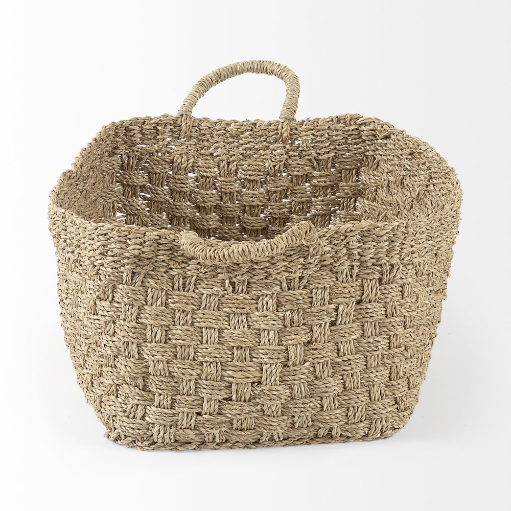 17.3L x 11.8W x 7.9H (Set of 3) Light Brown Seagrass Rectangular Basket. Picture 2