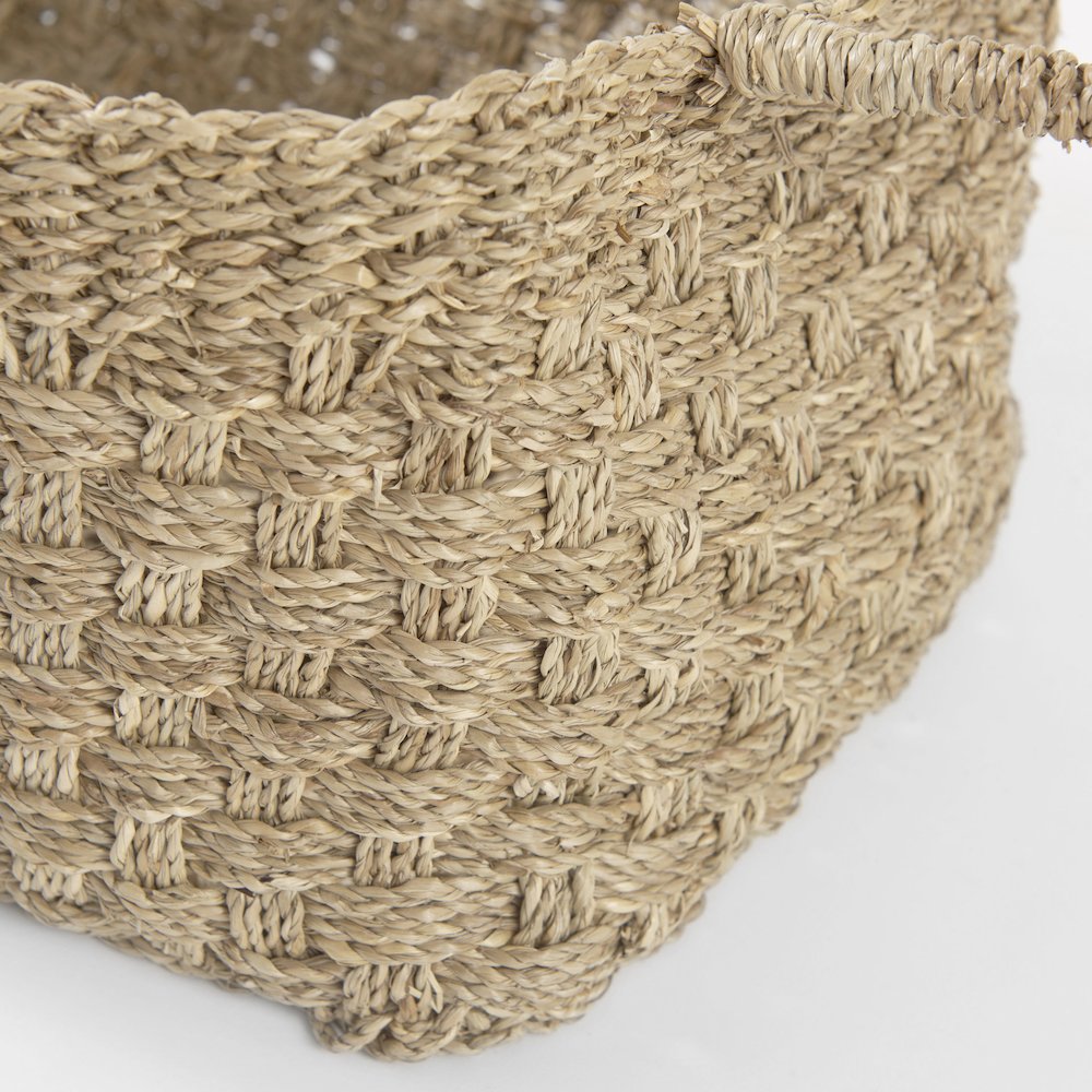 17.3L x 11.8W x 7.9H (Set of 3) Light Brown Seagrass Rectangular Basket. Picture 7