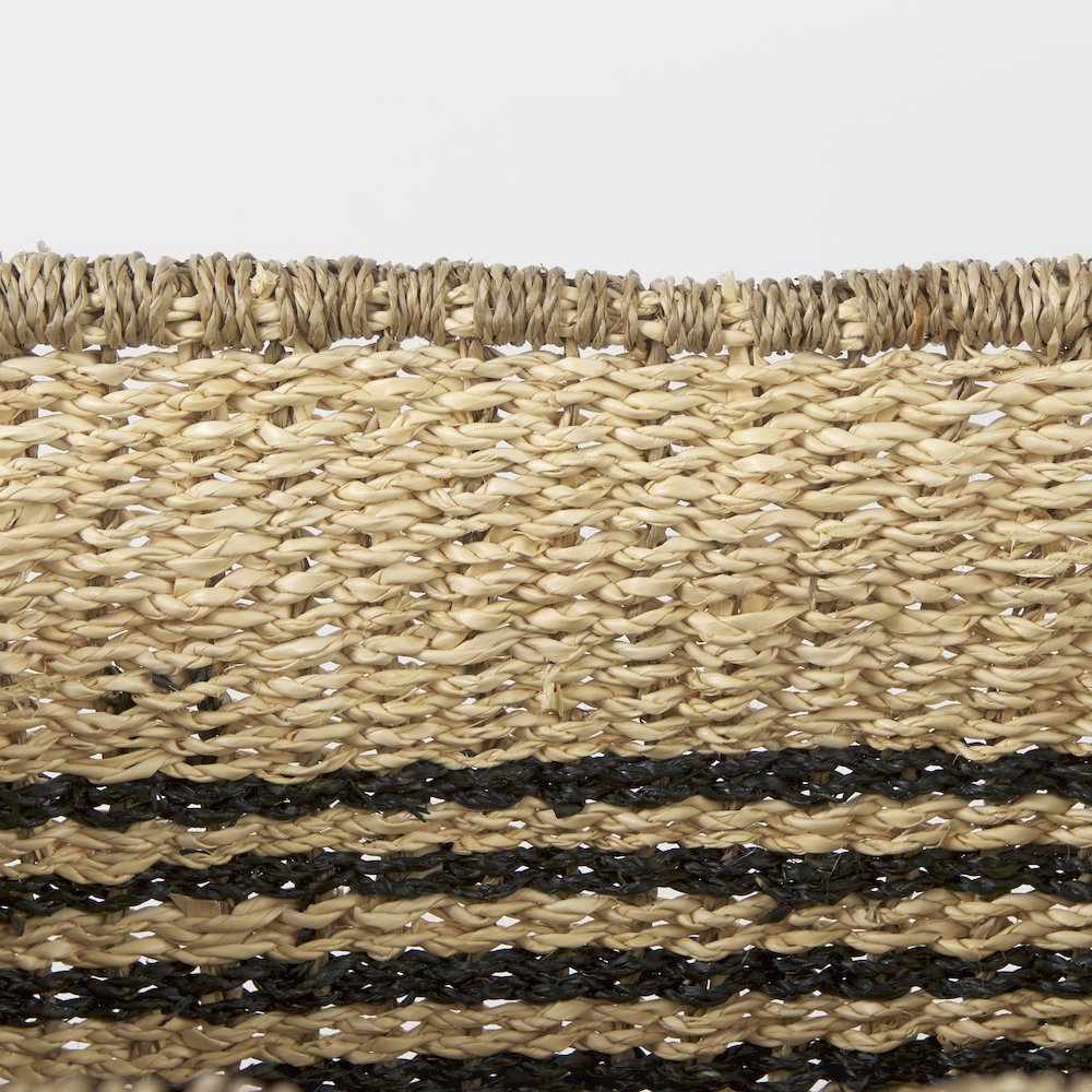 (Set of 2) Light Brown Seagrass Rectangular Basket W/ Black Stripes. Picture 4