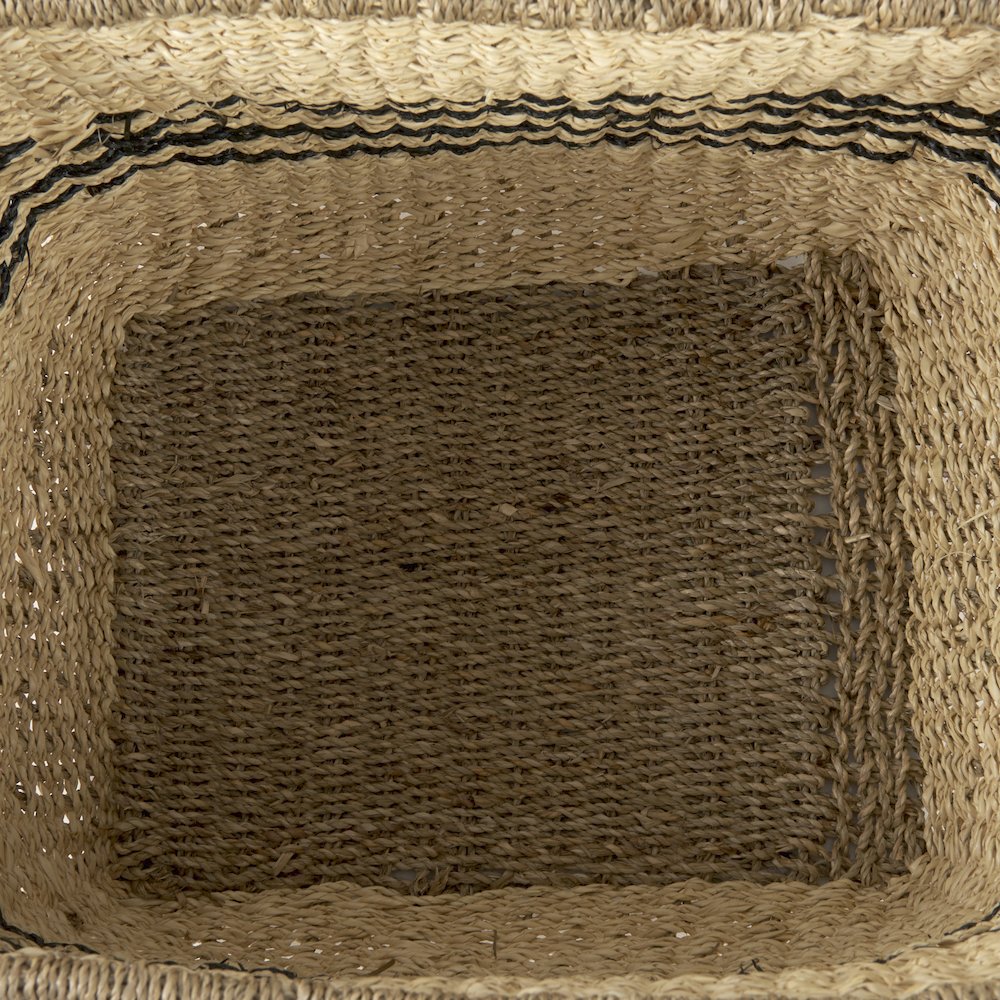 (Set of 2) Light Brown Seagrass Rectangular Basket W/ Black Stripes. Picture 5