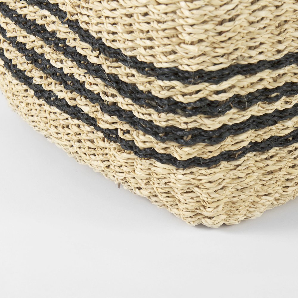 (Set of 2) Light Brown Seagrass Rectangular Basket W/ Black Stripes. Picture 6