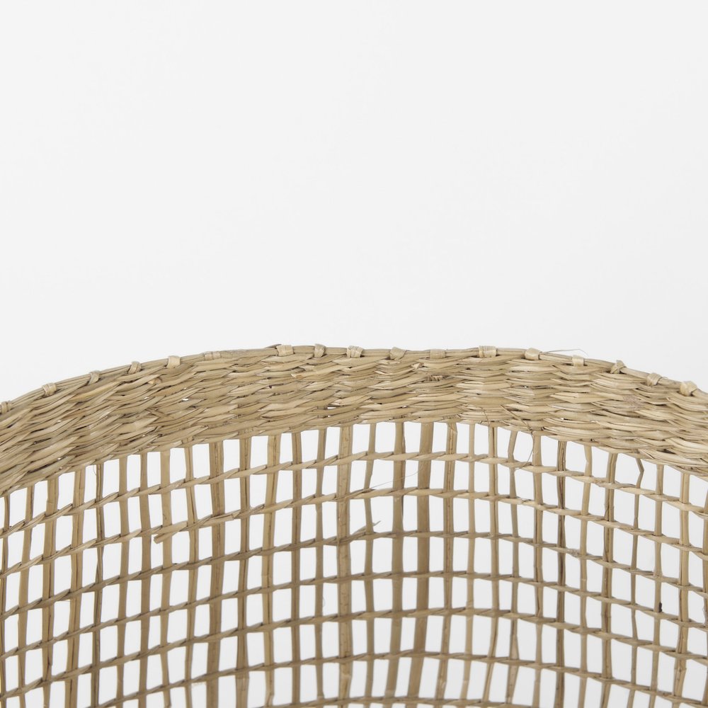 (Set of 2) Light Brown Seagrass Woven Round Basket W/ Long Handle. Picture 3