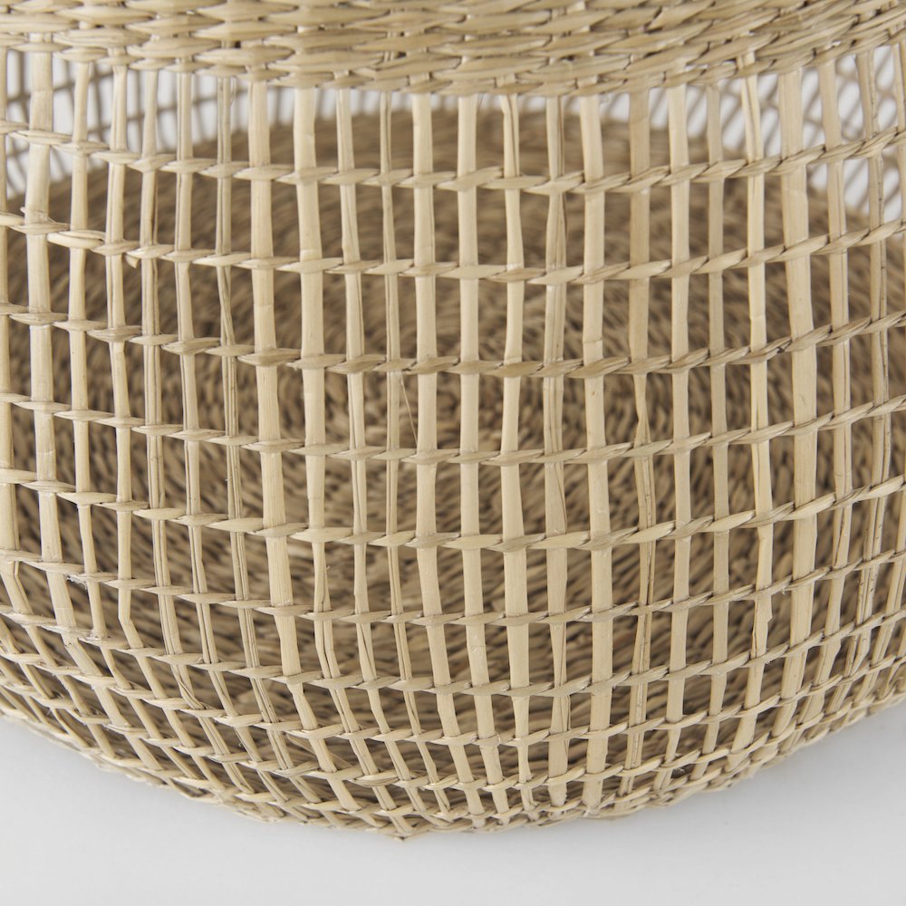 (Set of 2) Light Brown Seagrass Woven Round Basket W/ Long Handle. Picture 6