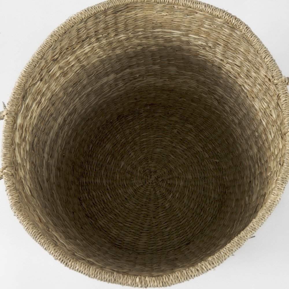 18.1L x 18.1W x 16.0H (Set of 2) Light Brown W/Striped Seagrass Basket. Picture 5