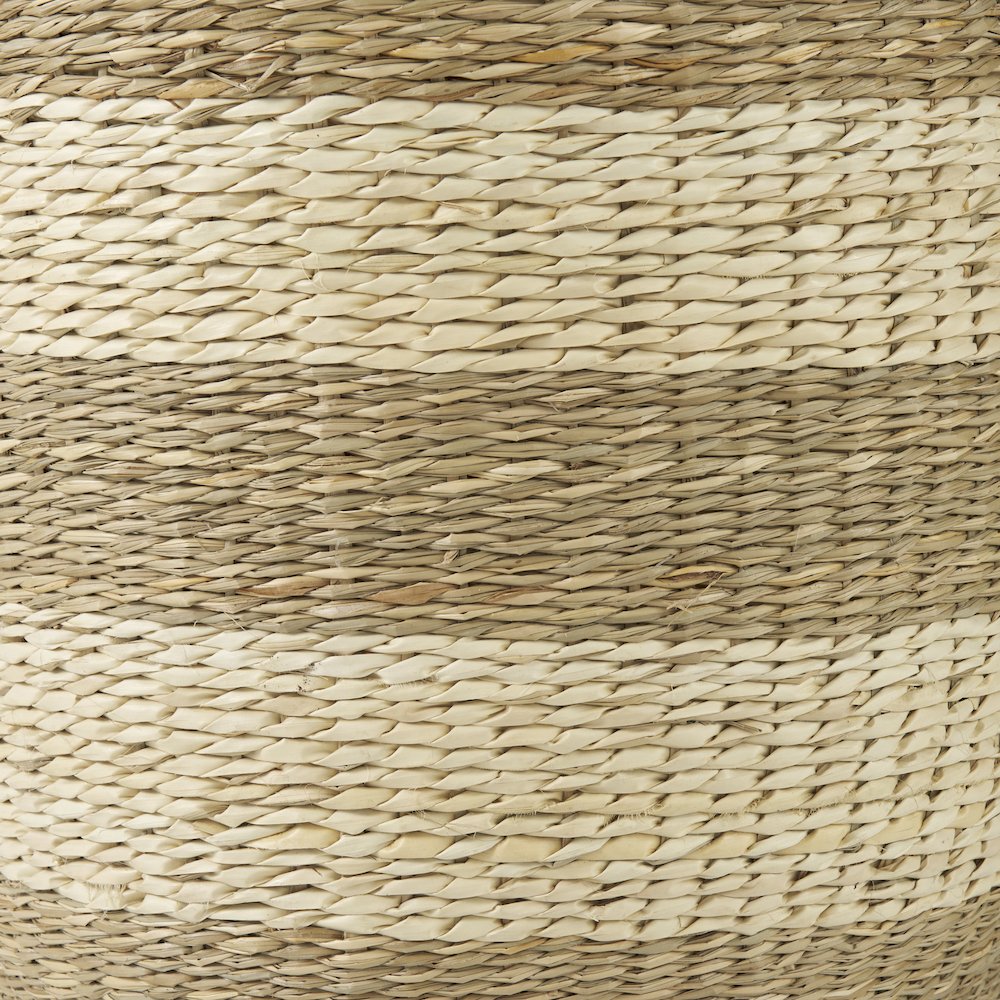 18.1L x 18.1W x 16.0H (Set of 2) Light Brown W/Striped Seagrass Basket. Picture 6