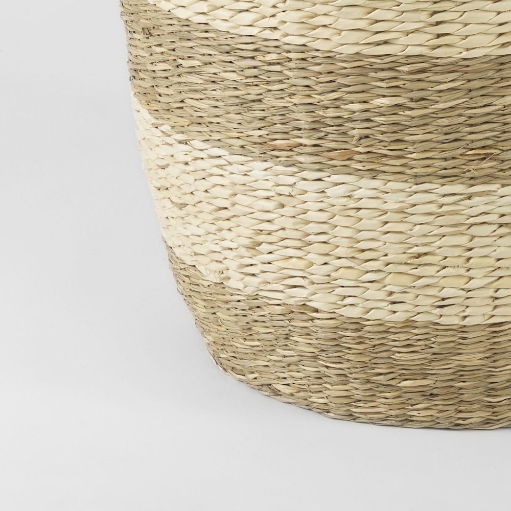 18.1L x 18.1W x 16.0H (Set of 2) Light Brown W/Striped Seagrass Basket. Picture 7