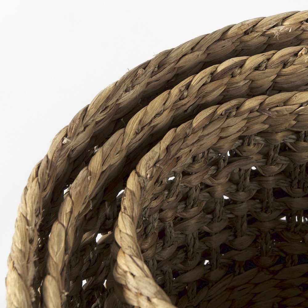 Dakota 15.0L x 15.0W x 11.8H (Set of 3) Medium Brown Seagrass Round Basket. Picture 4