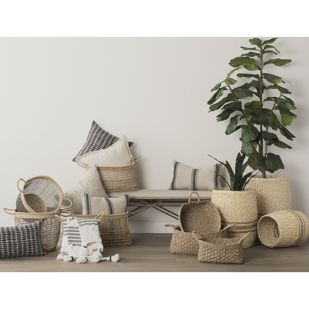 17.3L x 11.8W x 7.9H (Set of 3) Light Brown Seagrass Rectangular Basket. Picture 8