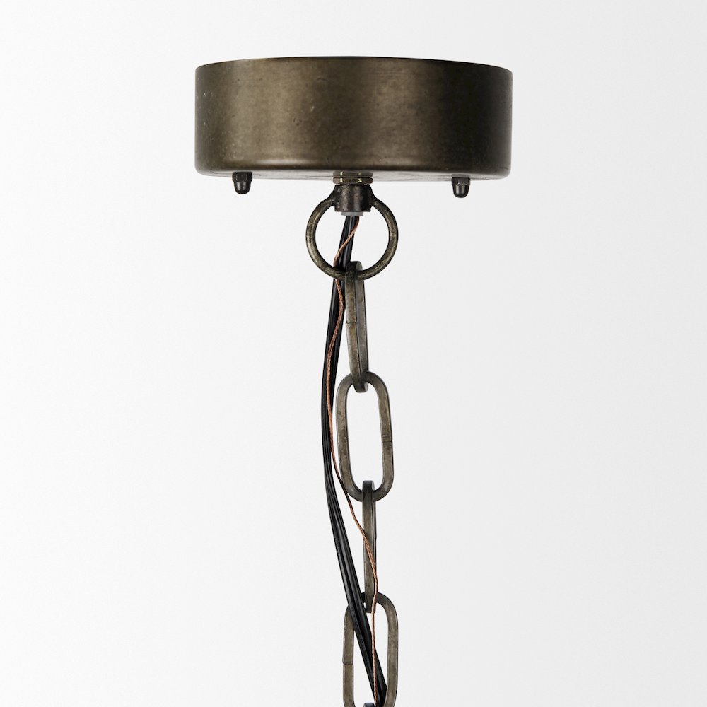 Zaio 12.5Lx 12.5W x 18.5H Weathered Antique Gold Metal Caged Bulb Pendant Light. Picture 2