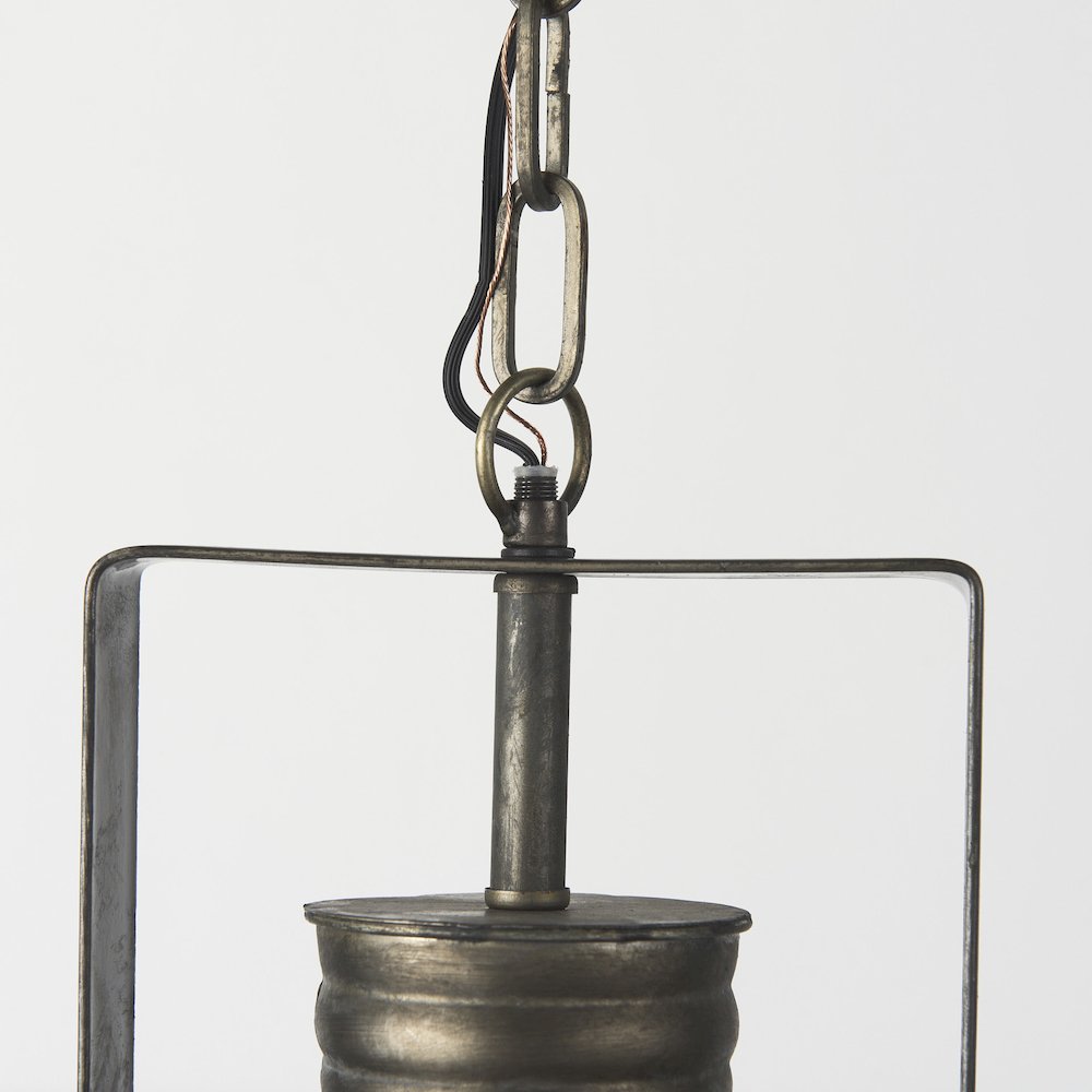 Zaio 12.5Lx 12.5W x 18.5H Weathered Antique Gold Metal Caged Bulb Pendant Light. Picture 6