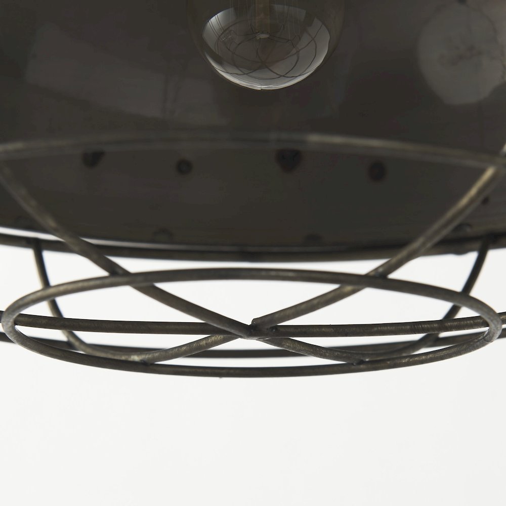 Zaio 12.5Lx 12.5W x 18.5H Weathered Antique Gold Metal Caged Bulb Pendant Light. Picture 10