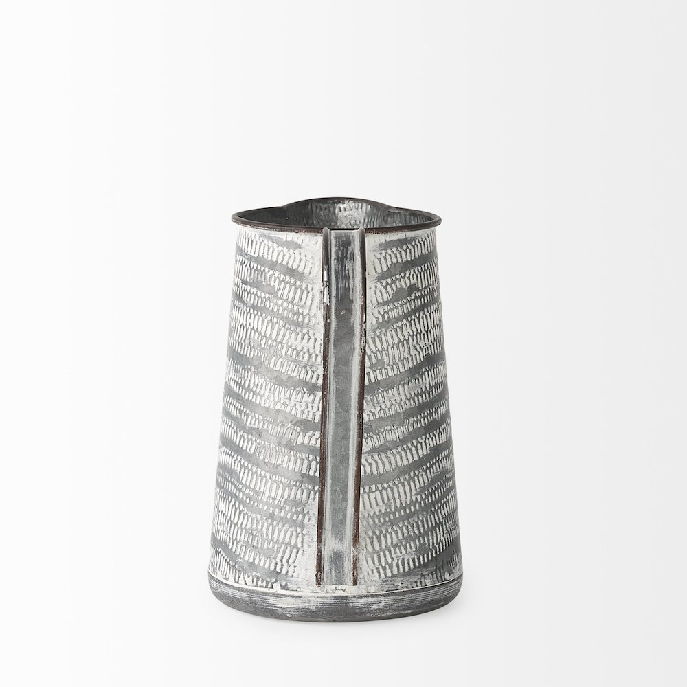 Serena I 8H Small Gray/White Textured Metal Jug. Picture 3