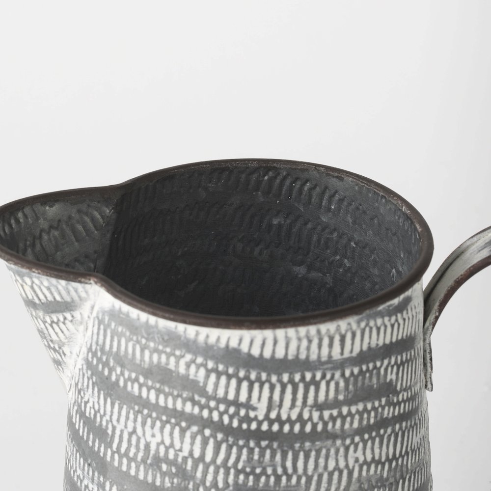 Serena I 8H Small Gray/White Textured Metal Jug. Picture 5