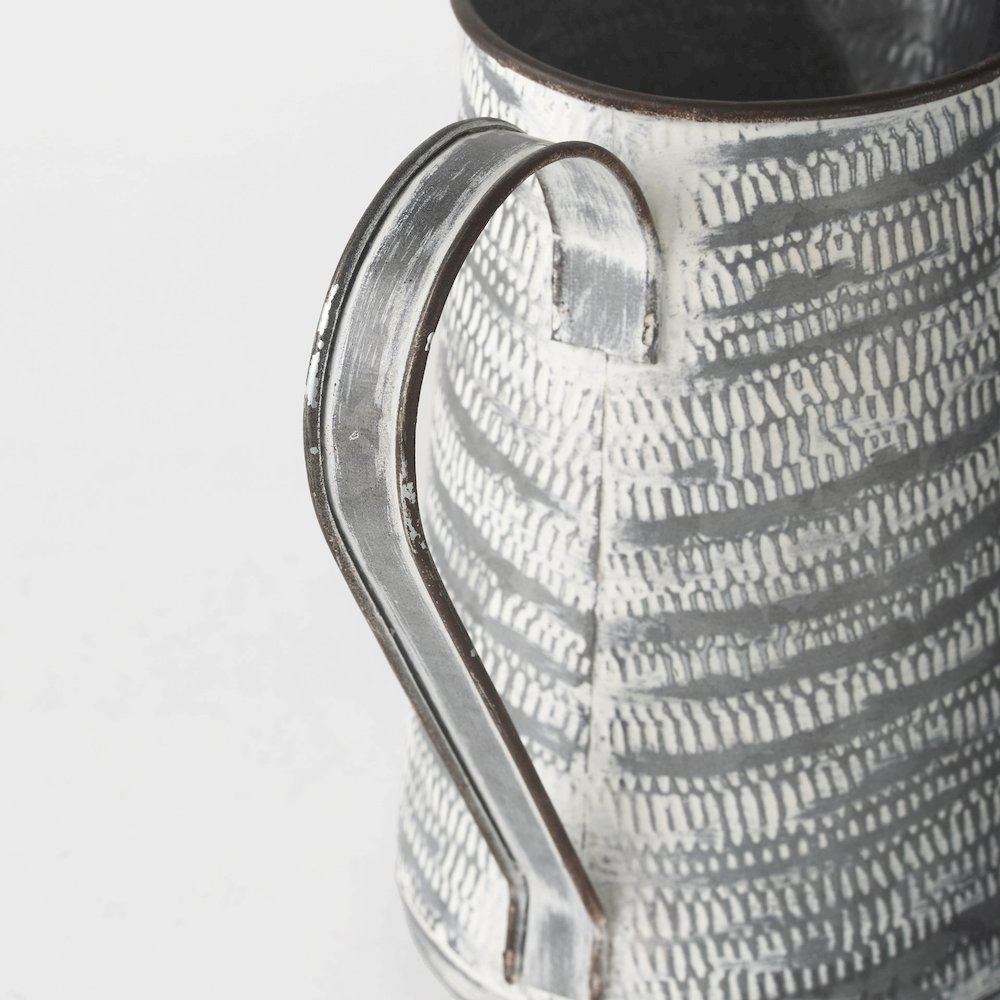 Serena I 8H Small Gray/White Textured Metal Jug. Picture 6