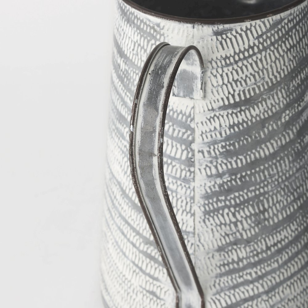 Serena II 11.2H Large Gray/White Textured Metal Jug. Picture 7